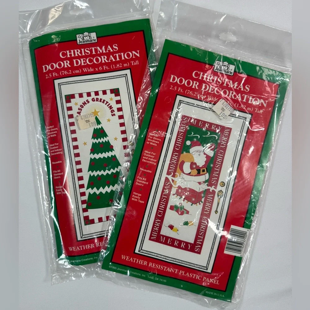 VINTAGE 1995 JEANMARIE CREATIONS Christmas Door Decorations Set Santa Tree NEW